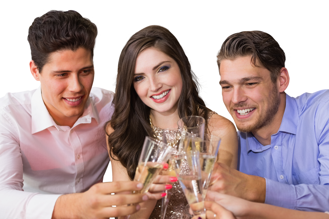 Smiling Biracial People Toasting with Champagne, Transparent Background - Download Free Stock Images Pikwizard.com