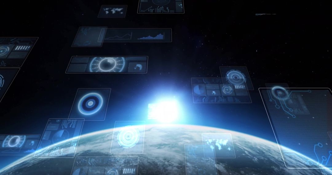 Digital Interfaces Floating Above Earth From Space