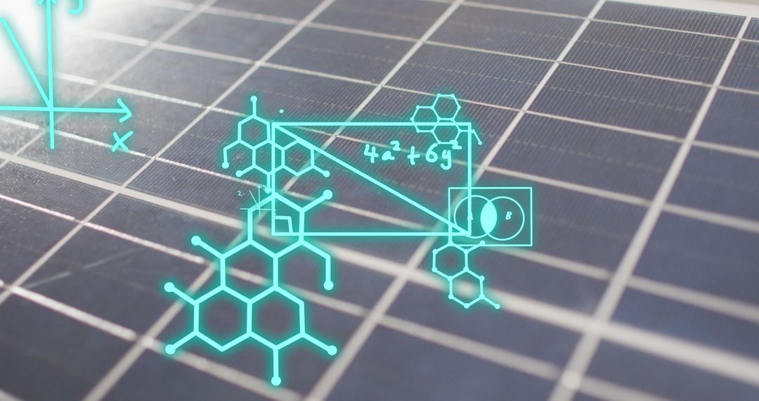 Futuristic Molecular Structures on Digital Grid Surface