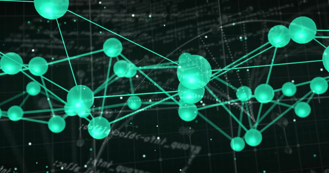 Futuristic Network Connections with Glowing Nodes on Black Background