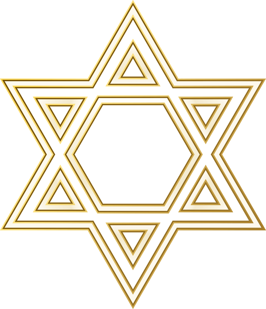 Transparent Golden Hexagram Emblem with Hexagon and Triangles