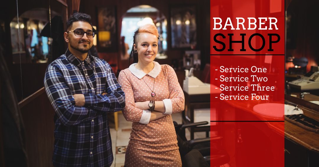 Confident Barber Shop Professionals Ready to Serve Clients