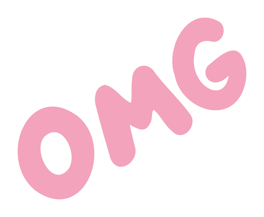 Pink Bubble Letters with OMG on Transparent Background