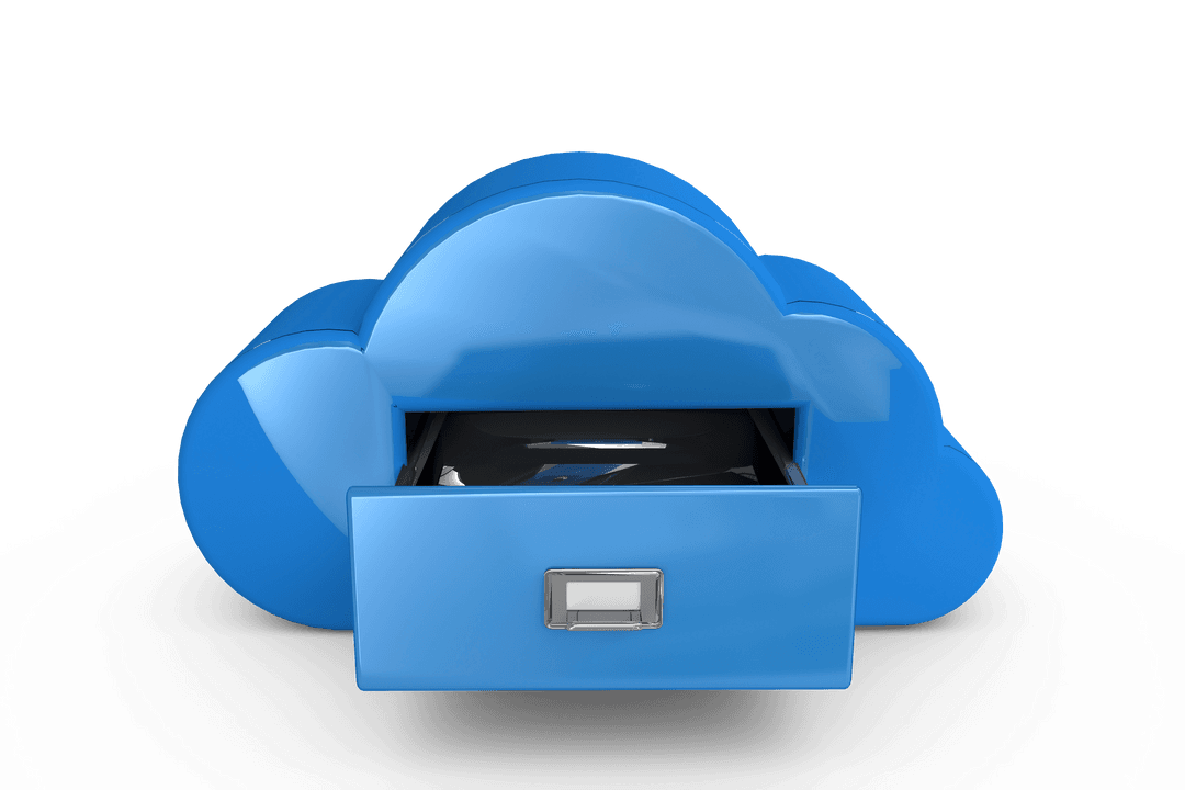 Transparent Digital Cloud with Drawer Illustration