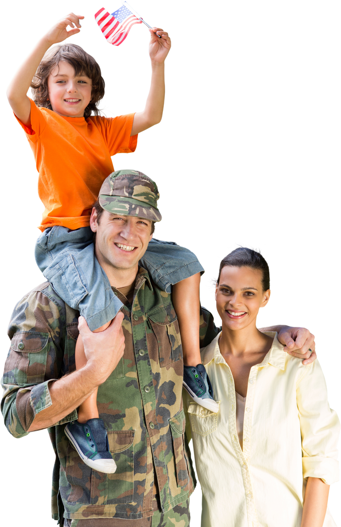 Happy Male Soldier with Family on Transparent Background Celebrating Patriotism - Download Free Stock Images Pikwizard.com