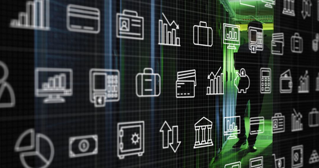 Interconnected Digital Interface in High-Tech Server Room