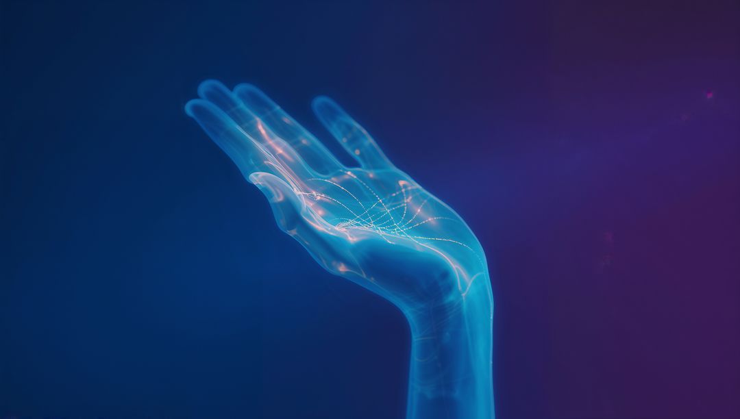 Futuristic Glowing Hand With Digital Network