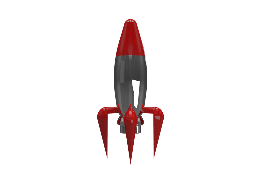 Red and Silver Rocket Illustration on Transparent Background