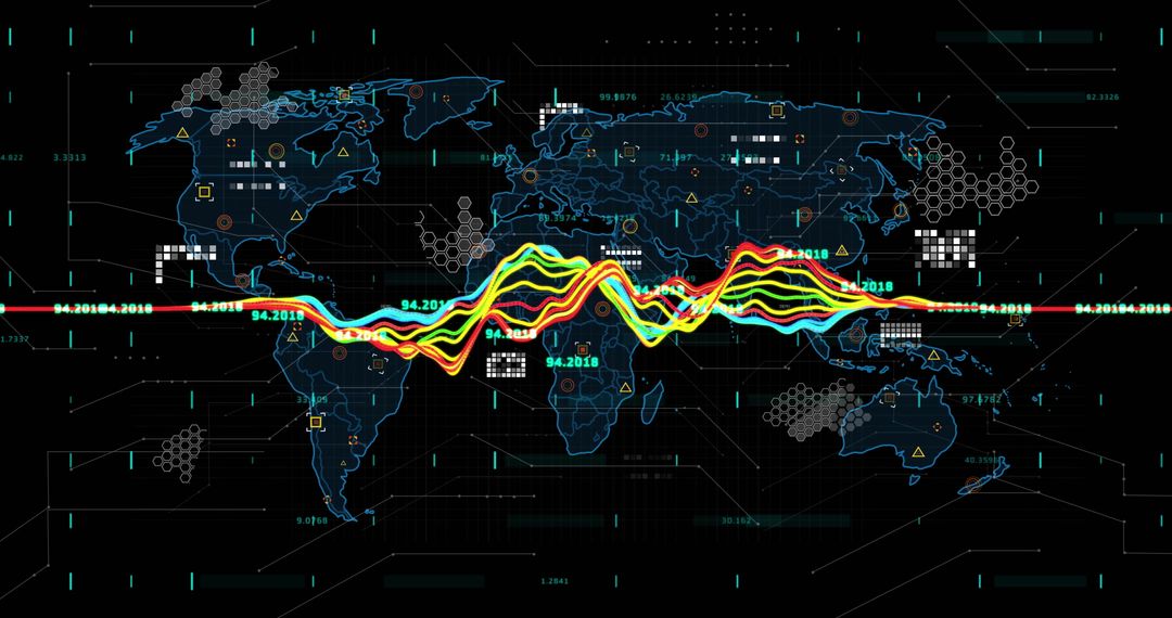 Futuristic Global Data Network with World Map