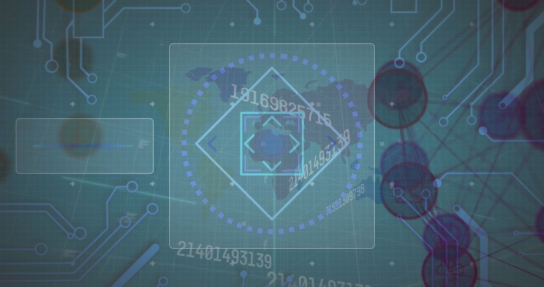 Global Digital Network with Virtual World Map and Technology Elements