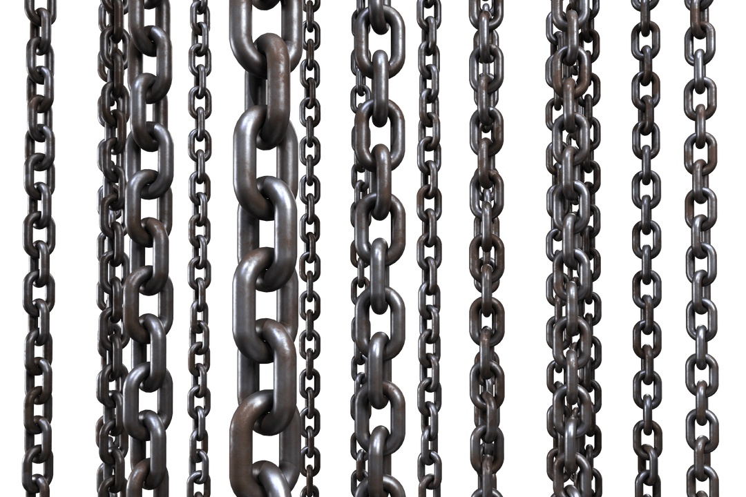 Hanging Rustic Chains with Transparent Background for Industrial Design