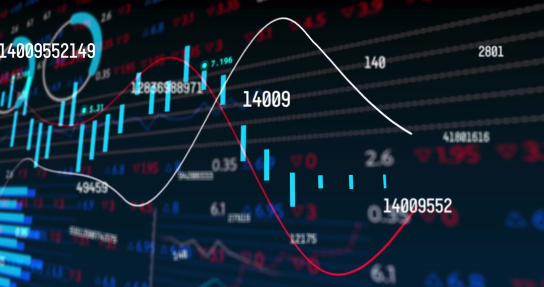 Digital Display of Stock Market Data with Neon Elements