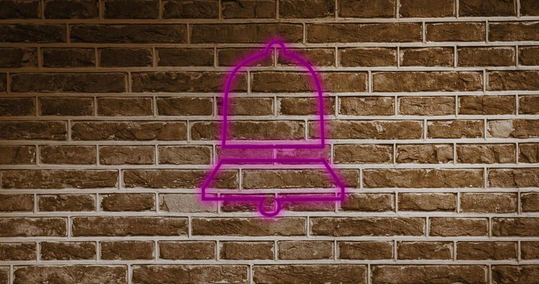 Pink Neon Bell Icon on Brick Wall Signifying Alerts - Free Images, Stock Photos and Pictures on Pikwizard.com