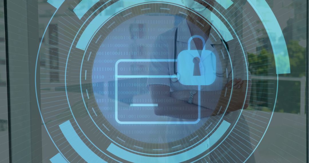 Futuristic Technology Interface with Security Lock Icon