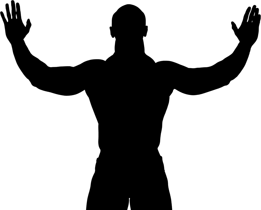 Sporty Silhouette of Man with Open Arms on Transparent Background - Download Free Stock Images Pikwizard.com