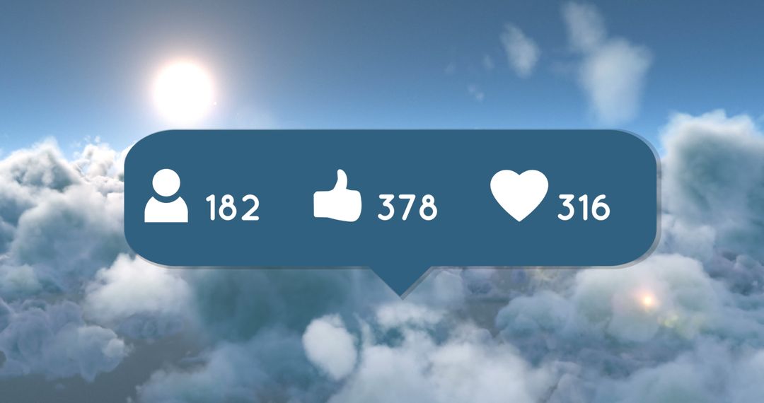Social Media Engagement Icons Over Cloudy Sky