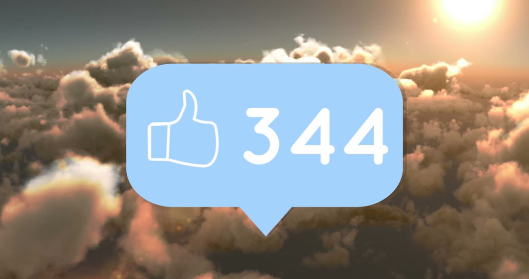 Sunset Skyline with Social Media Like Icon Overlay