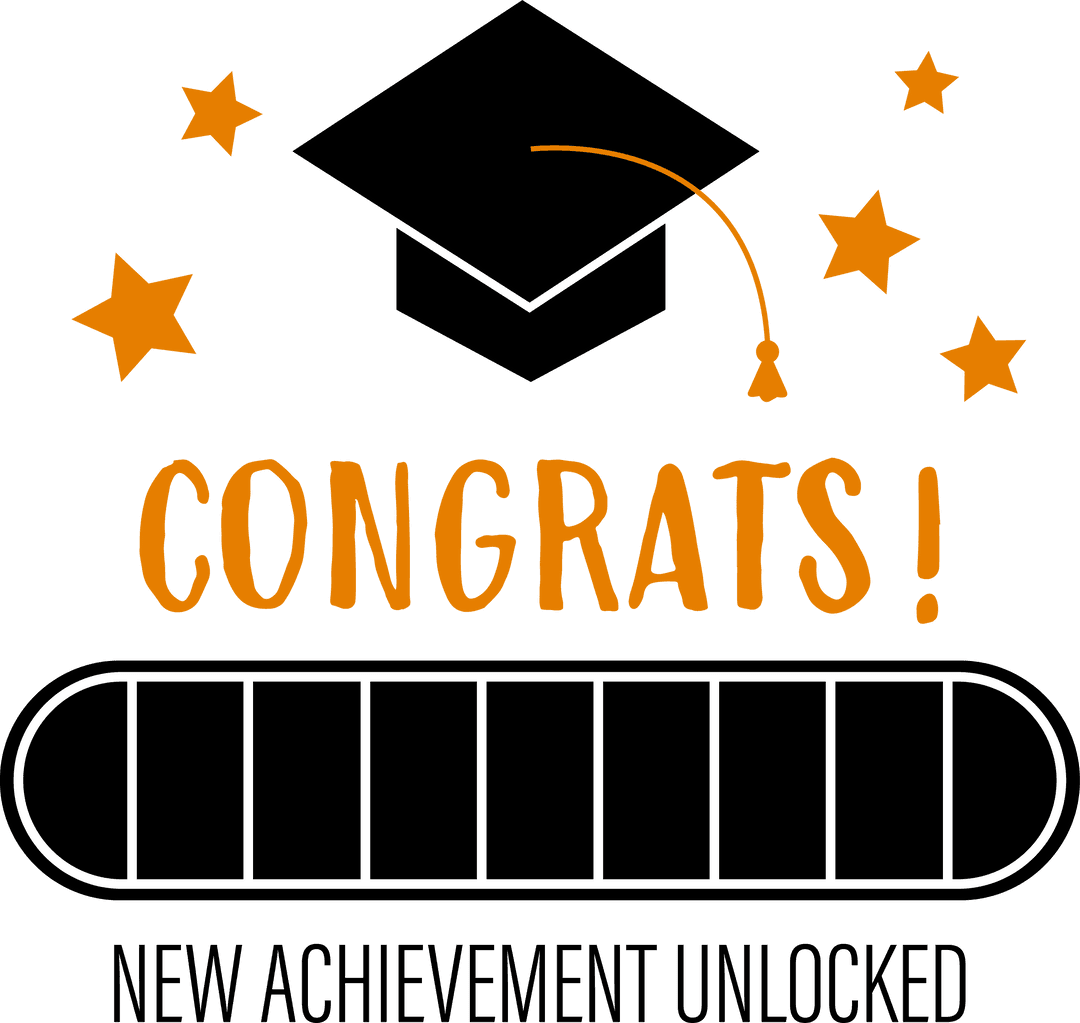 Celebratory Graduate Cap on Transparent Background with Progress Bar