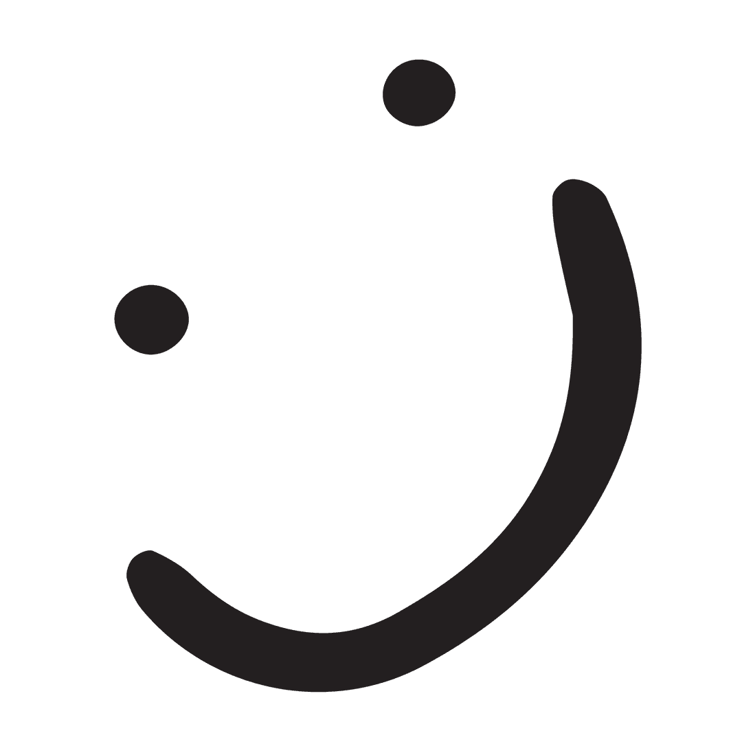 Curved Transparent Smiley Face in Black Vector Design