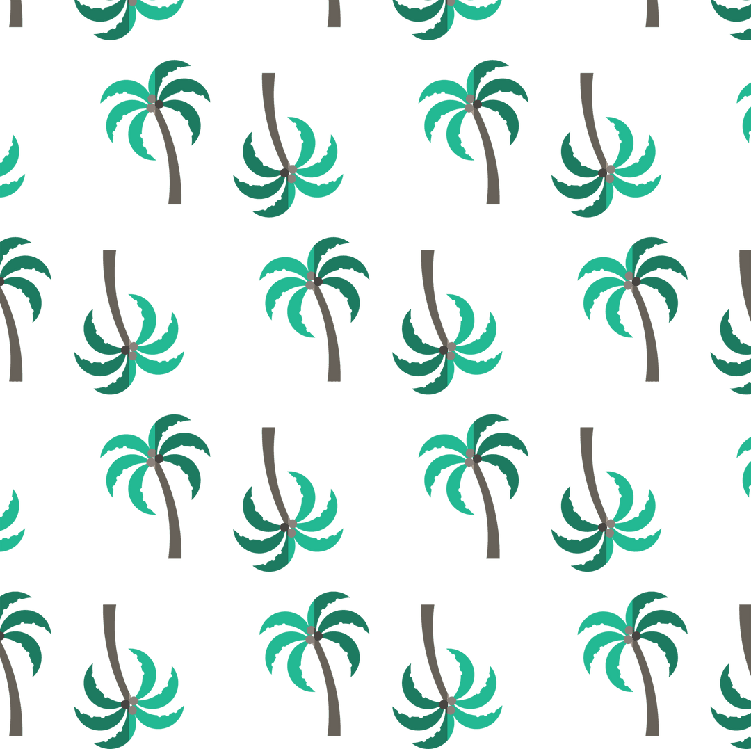 Seamless Tropical Palm Tree Pattern on Transparent Background