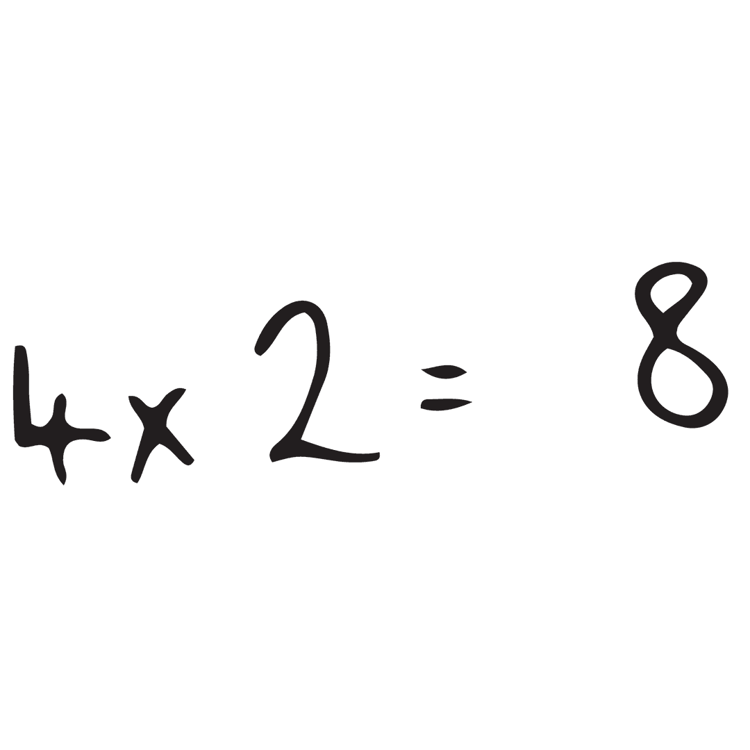 Transparent Handwritten Equation of Multiplication on Clear Background