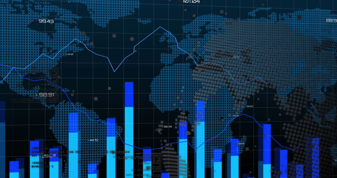 Digital Global Financial Data Display with World Map