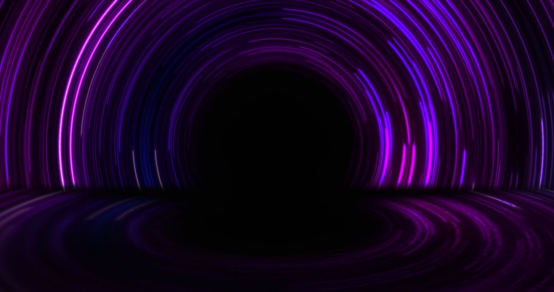 Mesmerizing Neon Circle Light Trails in Gradient Purple and Blue