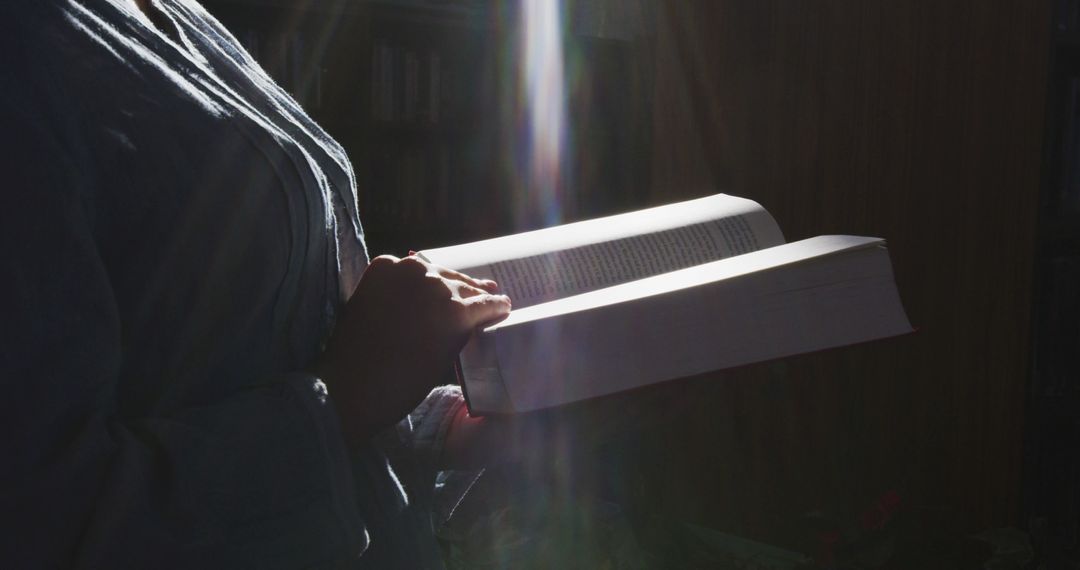 Person Reading in Sunbeam with Book in Lap - Free Images, Stock Photos and Pictures on Pikwizard.com