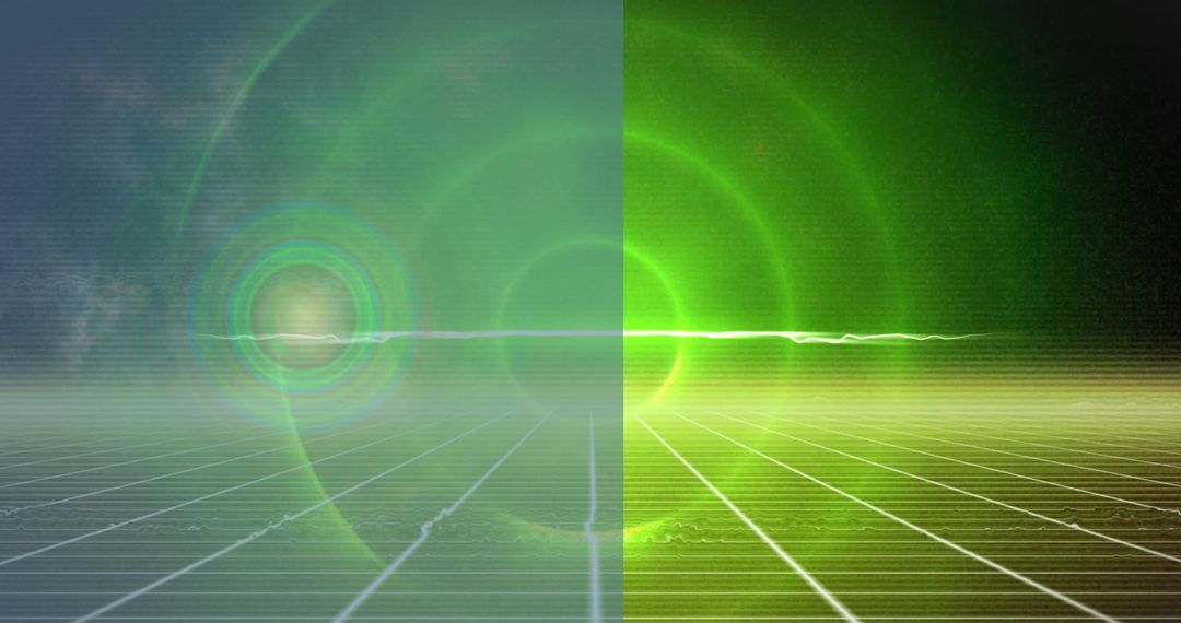 Futuristic Digital Grid with Vibrant Neon Light Patterns