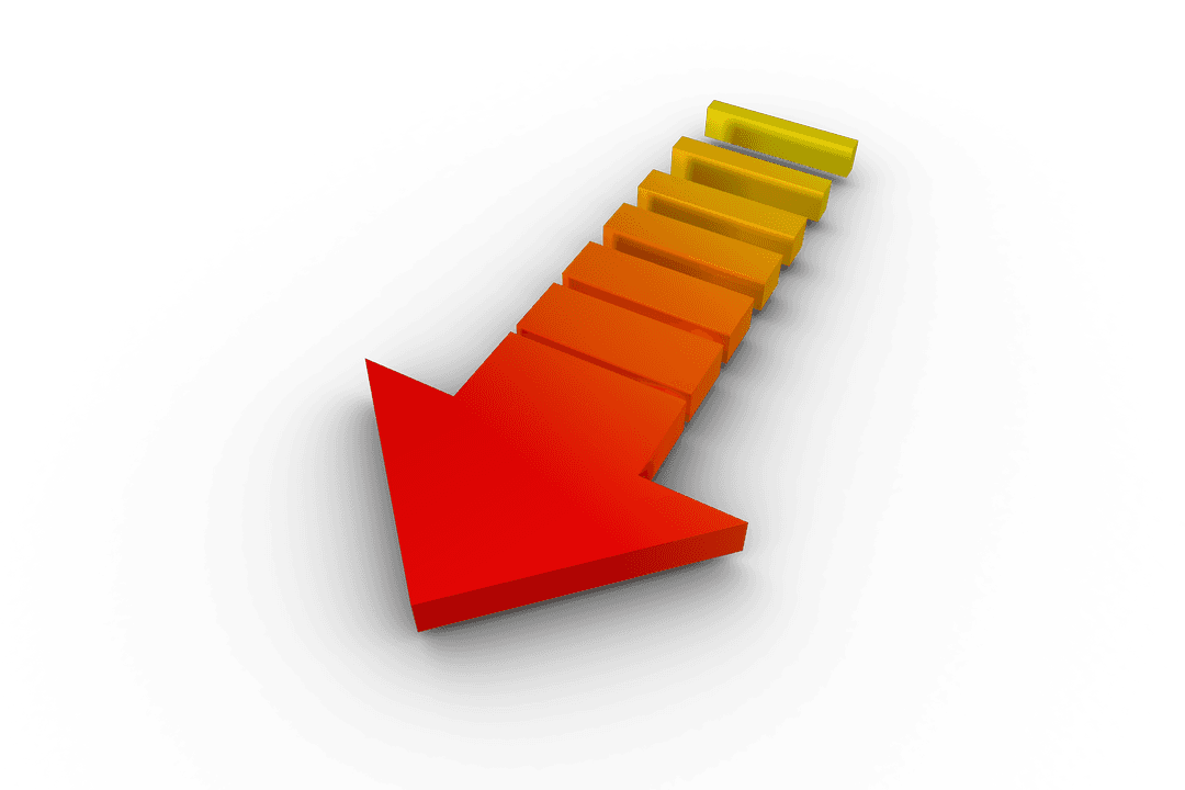 Red Gradient Arrow on Transparent Background Illustration