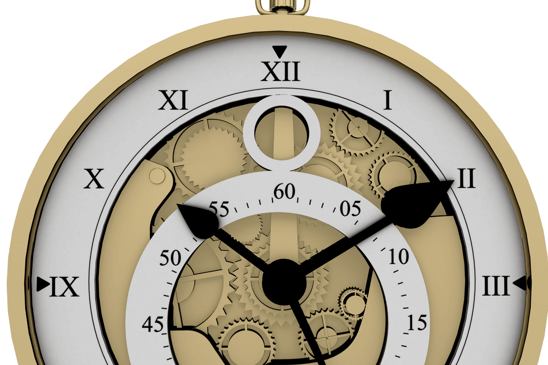 Transparent Pocket Watch with Exposed Gears Detailing Time