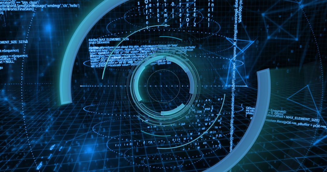 Futuristic Radar Graphic Amongst Binary Codes and Programming Script - Free Images, Stock Photos and Pictures on Pikwizard.com