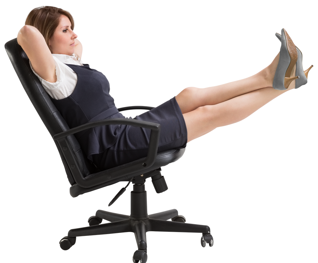 Transparent relaxed businesswoman leaning back in office chair - Download Free Stock Images Pikwizard.com