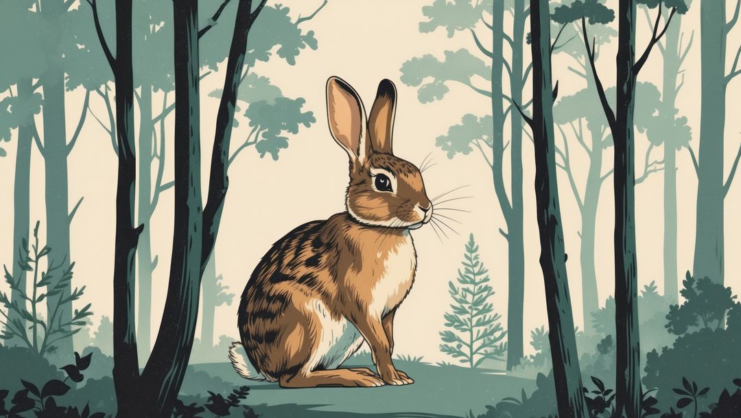 Serene Rabbit in Tranquil Forest Setting