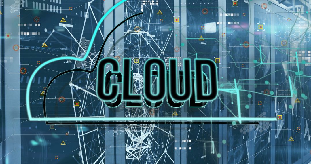 Digital Cloud Art Over Data Server Technology Interface
