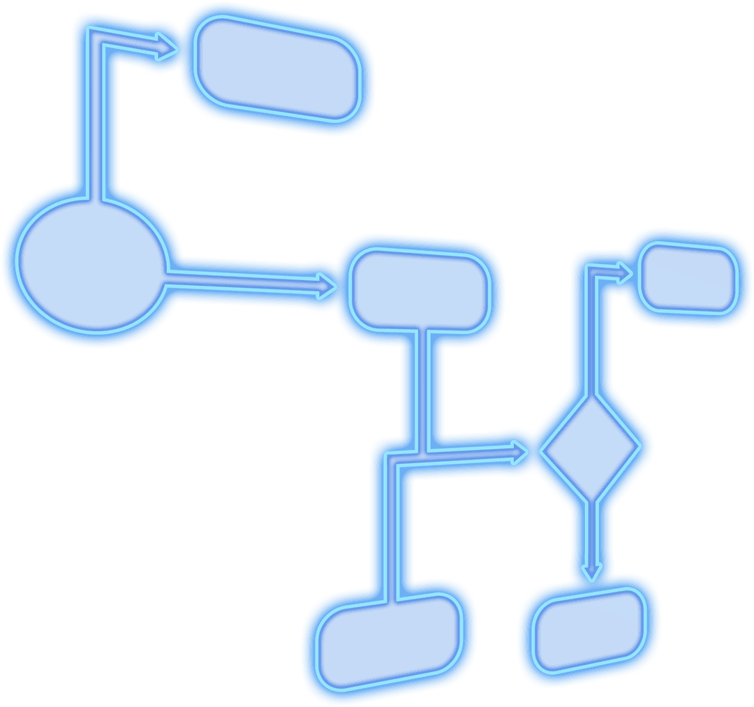 Blue Transparent Flowchart Diagram Concept for Presentation
