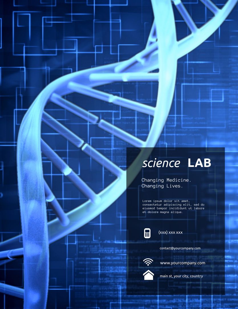Futuristic DNA Helix on Blue Background for Medical Innovation