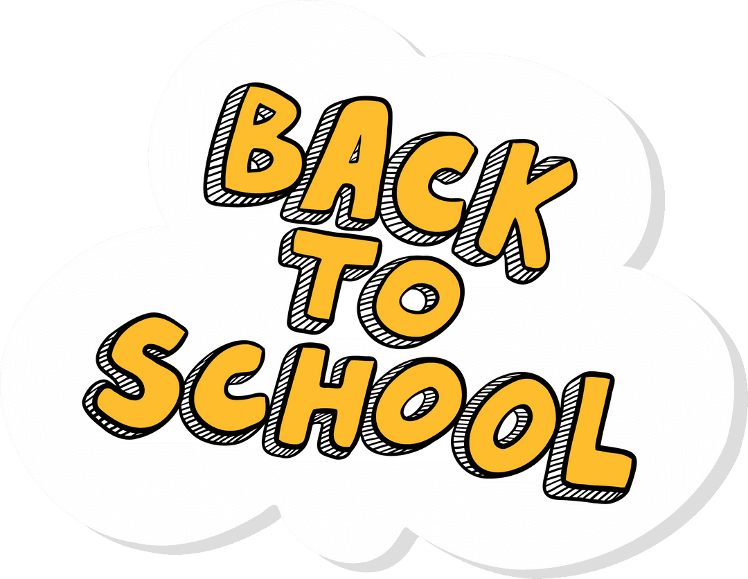 Back to School Yellow Text on Transparent Cloud Background