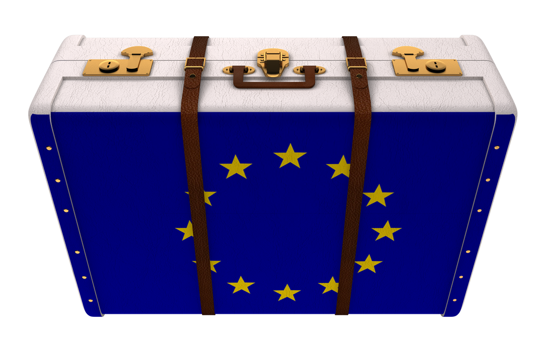 Travel Suitcase with EU Flag on Transparent Background - Download Free Stock Images Pikwizard.com