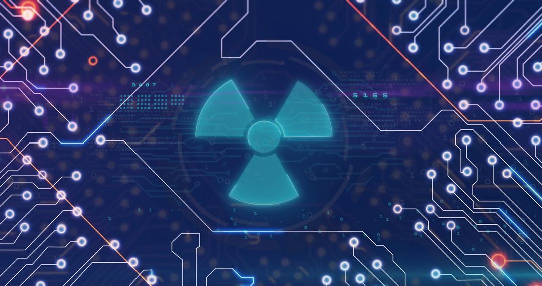 Digital Data Processing on Circuit Board Blue Background