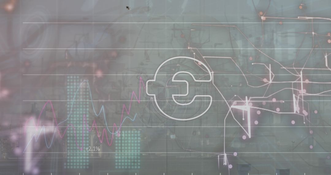 Euro Symbol with Digital Graphs in Futuristic Finance Background