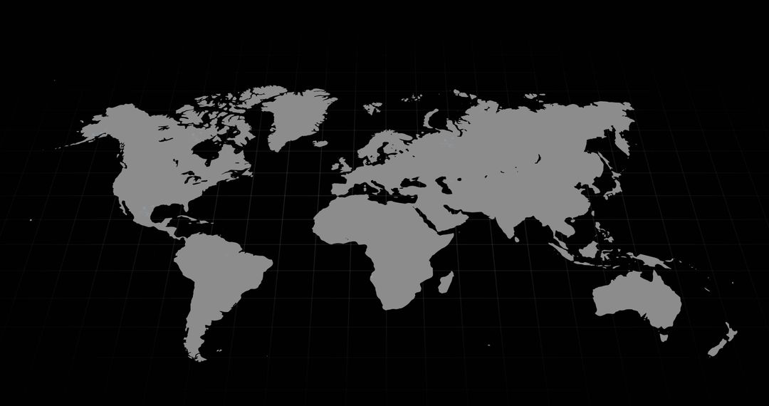 World Map Silhouette on Black Background for Global Concepts