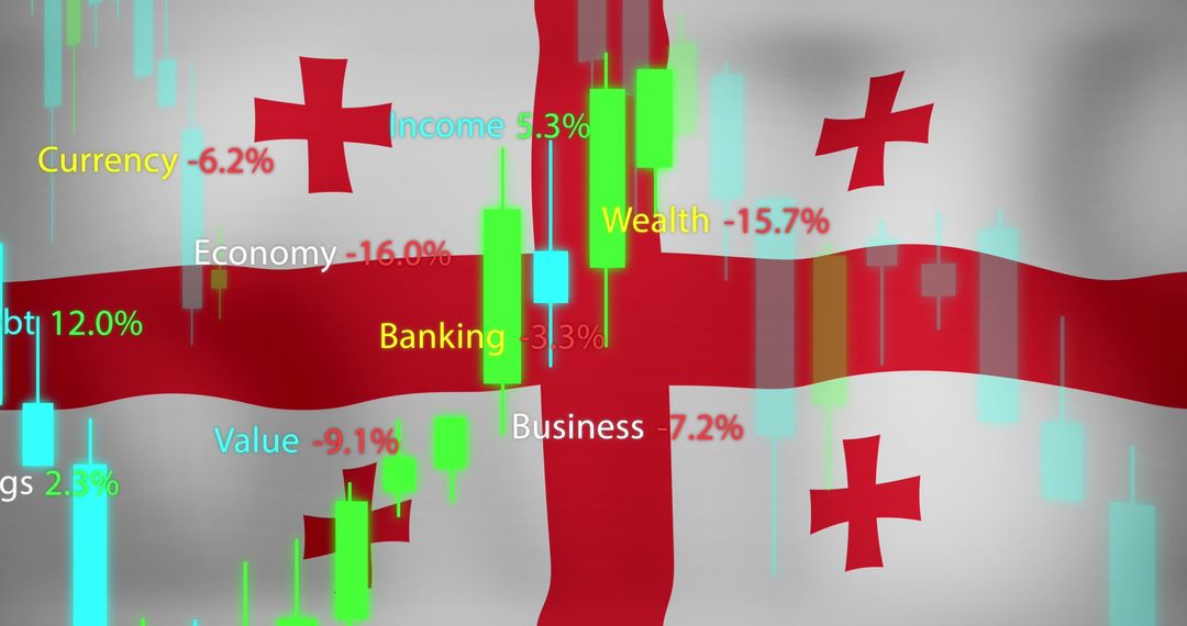 Financial Data Analysis Overlaying Georgia Flag
