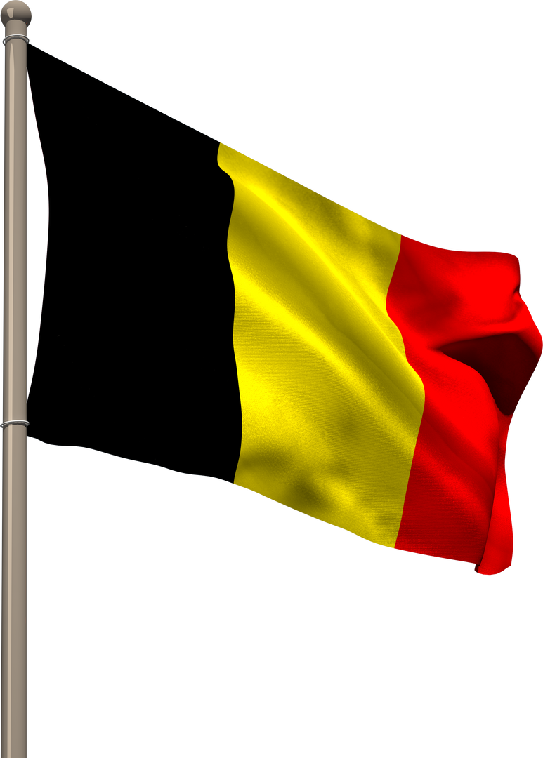 Transparent Belgian National Flag Waving on Metal Flagpole - Download Free Stock Images Pikwizard.com