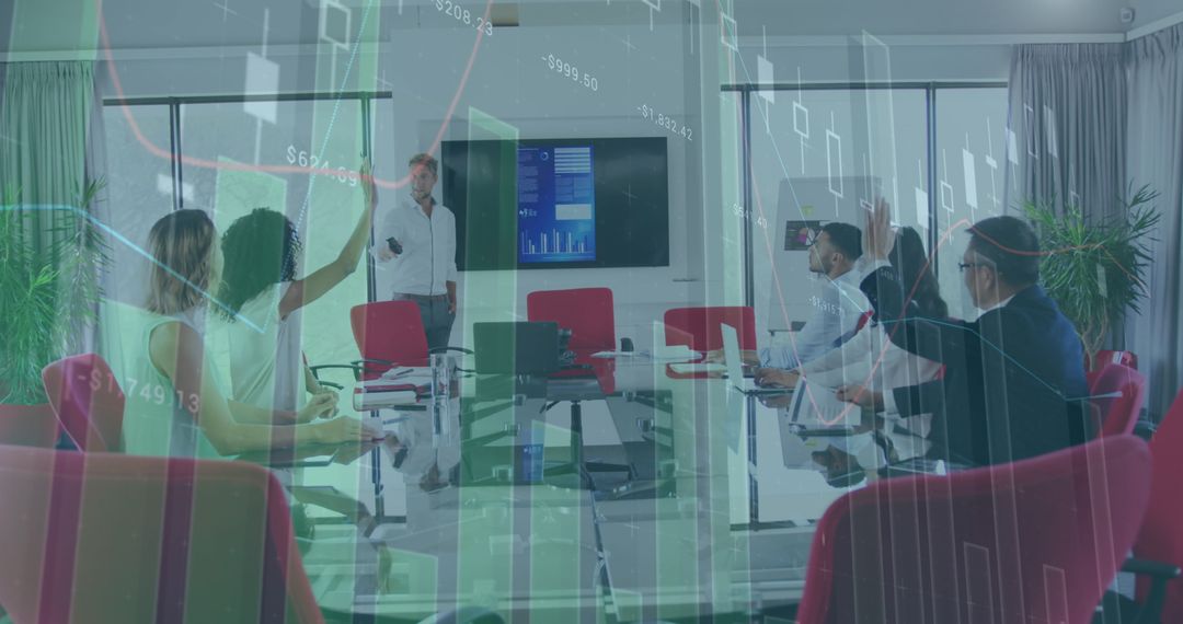 Business Proposal Presentation with Statistical Data Overlay