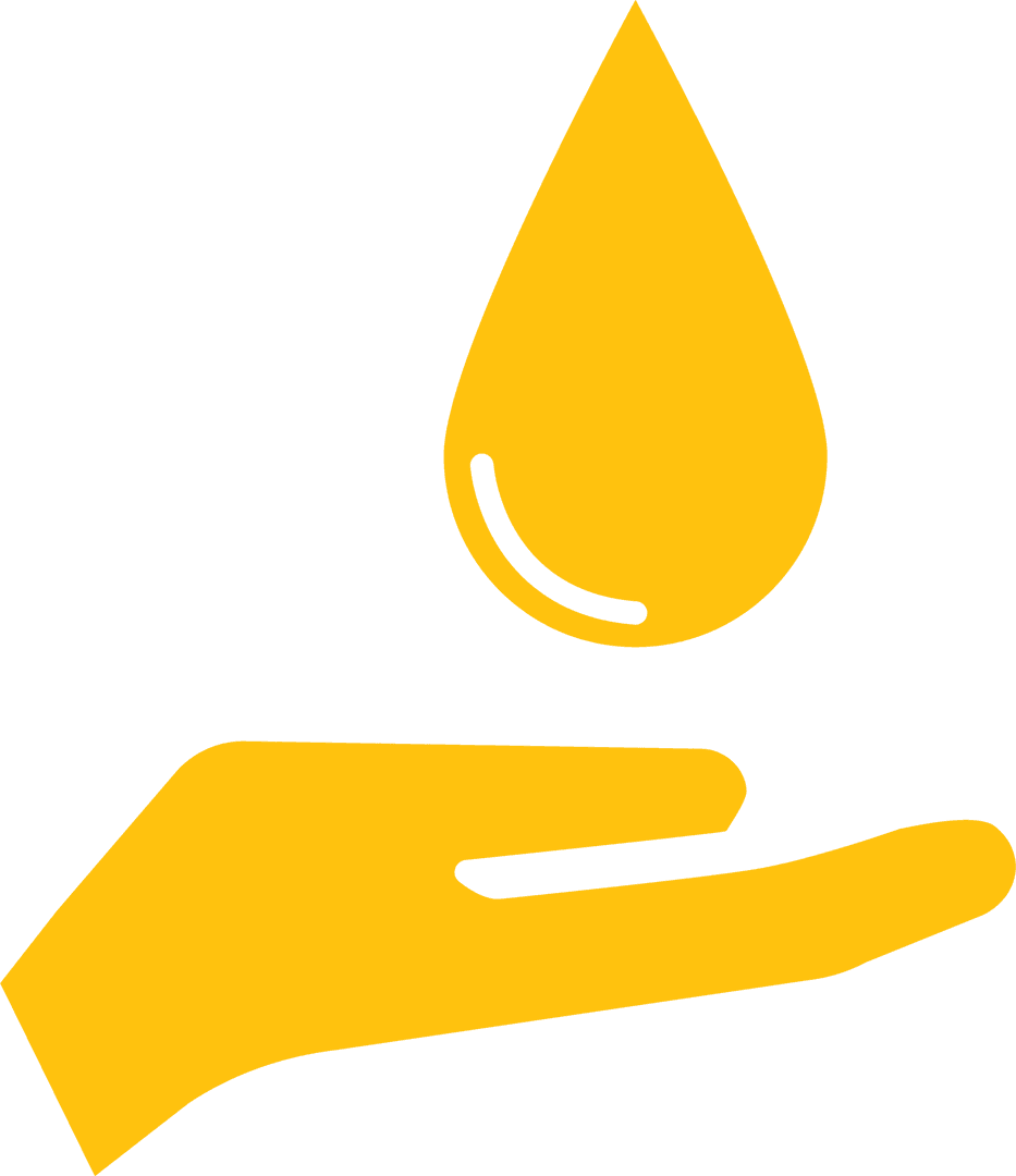 Yellow Drop and Hand on Transparent Background