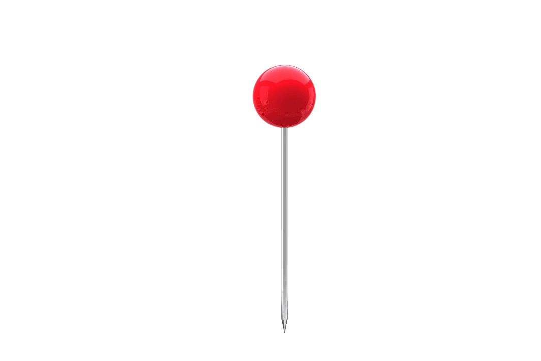 Transparent Red Push Pin Symbol on Clear Background