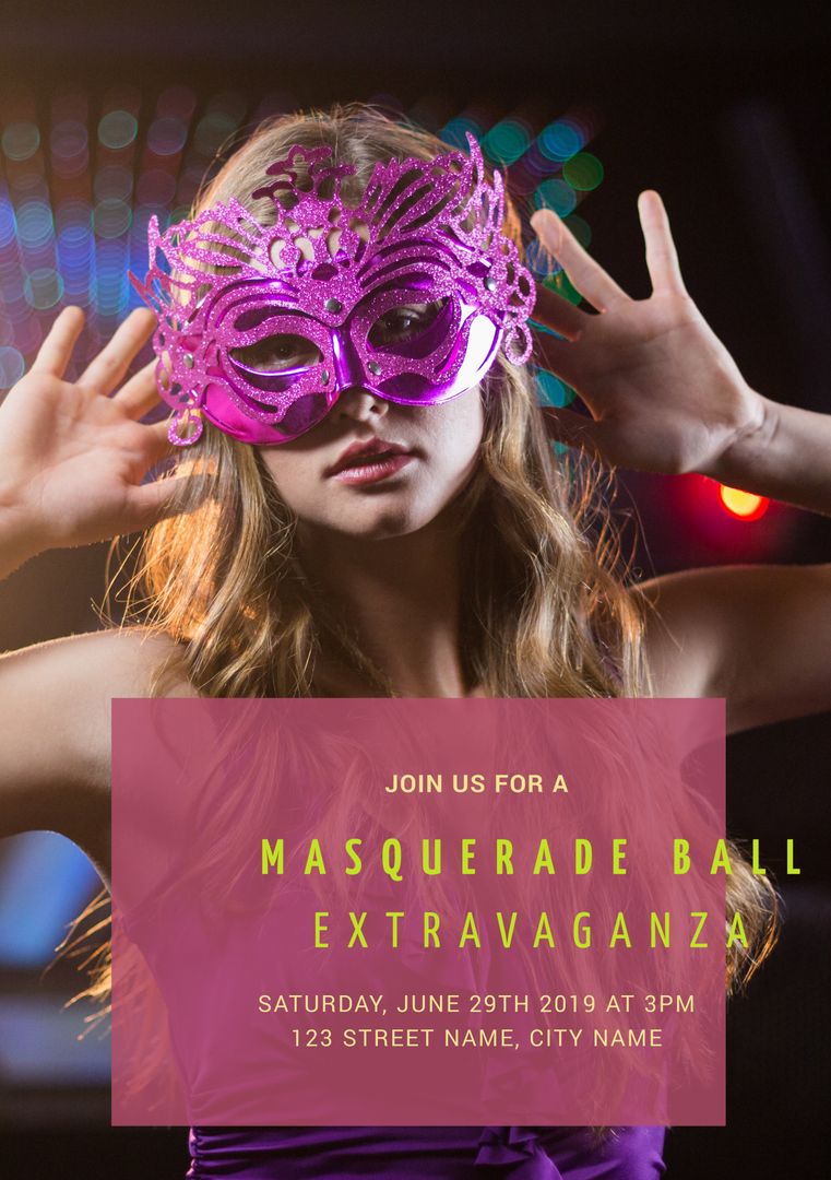 Elegant Masquerade Ball Invitation with Festive Woman - Download Free Stock Templates Pikwizard.com