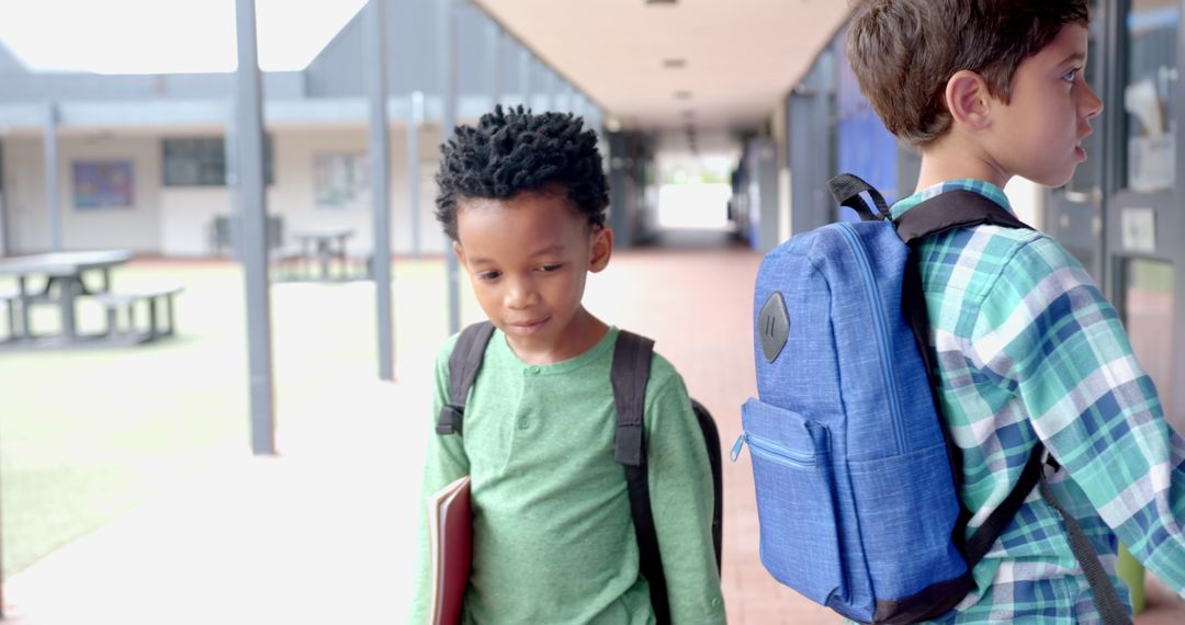 Multiethnic Students Talking in School Hallway