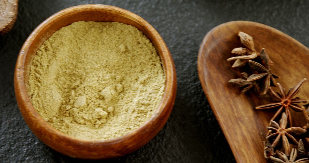 Aromatic Ground Spices and Star Anise in Wooden Bowls - Free Images, Stock Photos and Pictures on Pikwizard.com